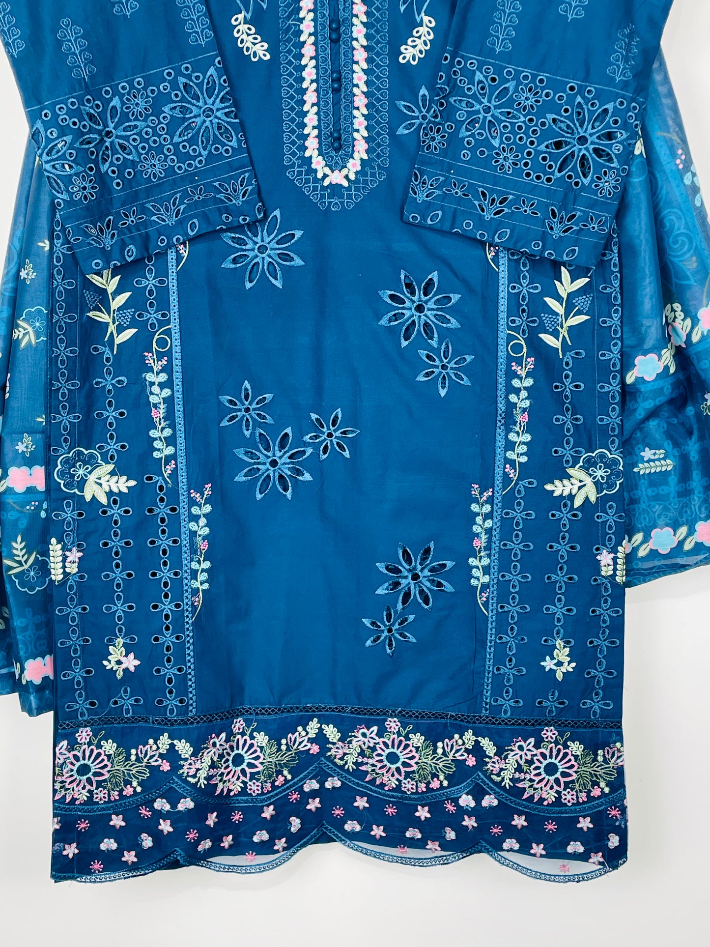 Azure Blue 3PC - Embroidered Winter Cotton