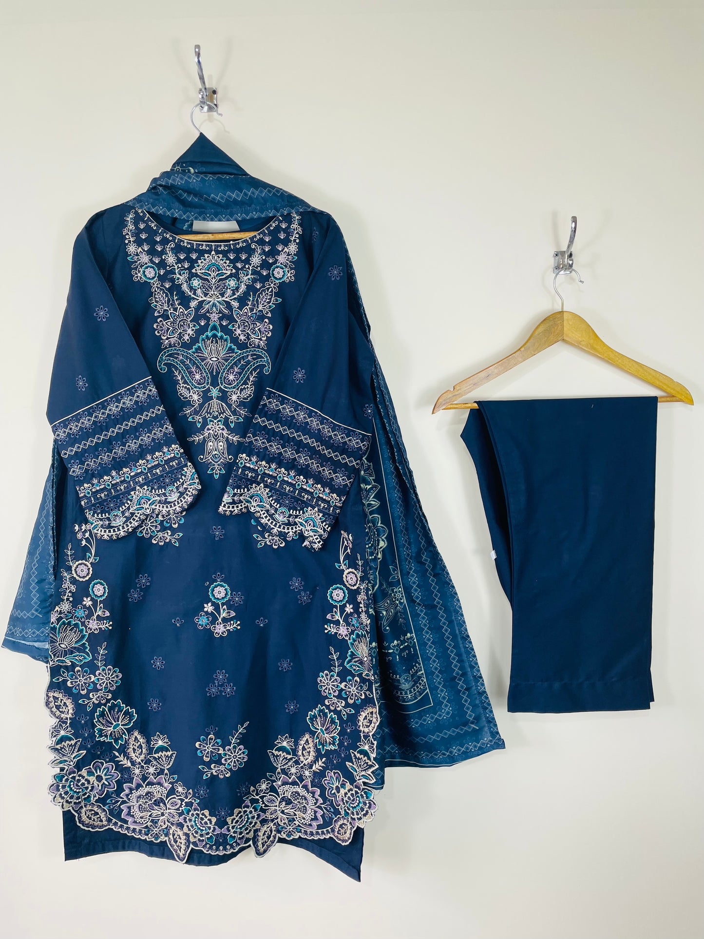 Obsidian Blue 3PC - Embroidered Winter Cotton