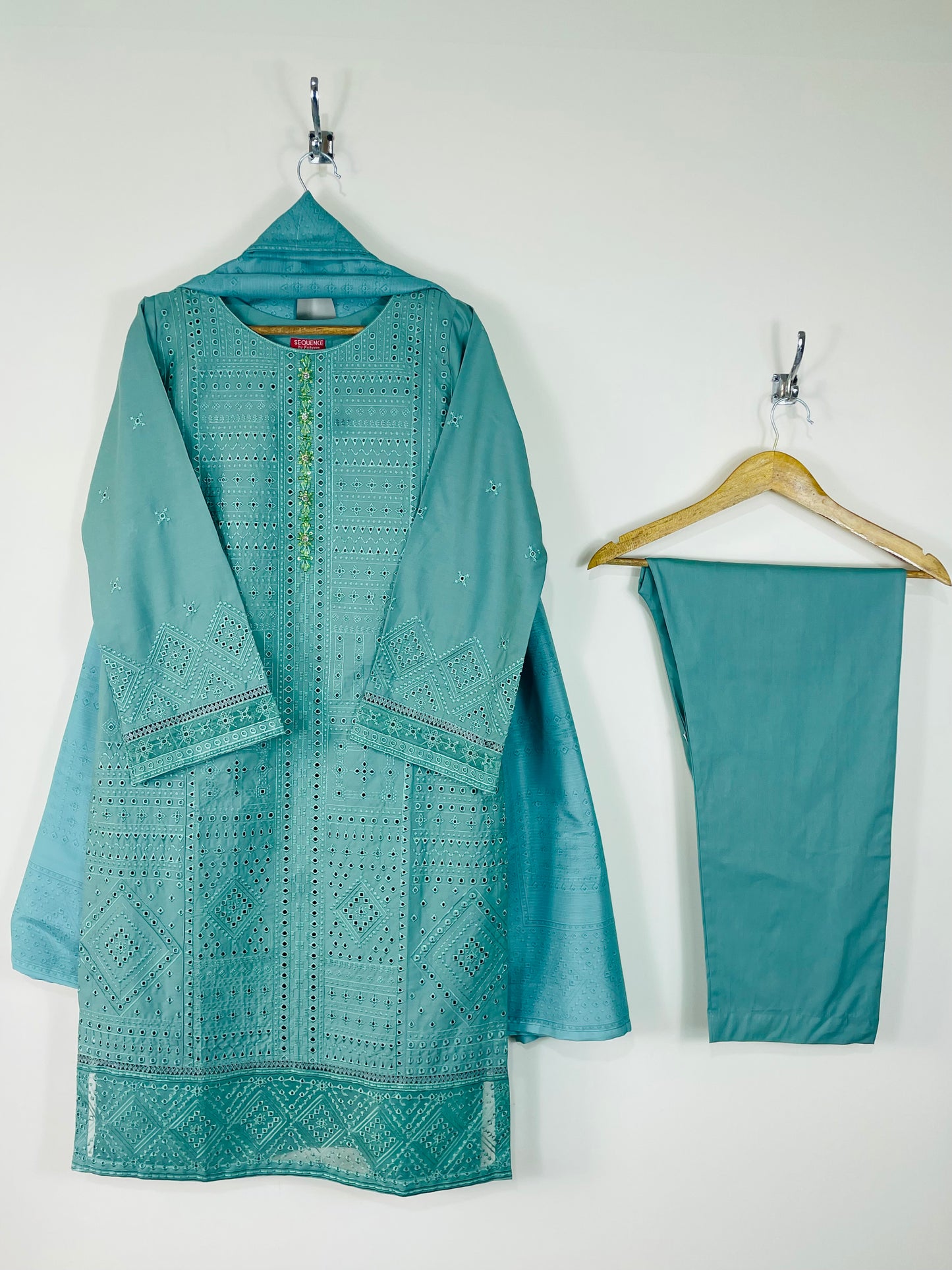 Blue Sage 3PC - Embroidered  Winter Cotton
