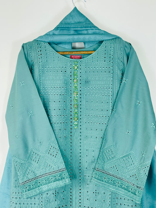 Blue Sage 3PC - Embroidered  Winter Cotton