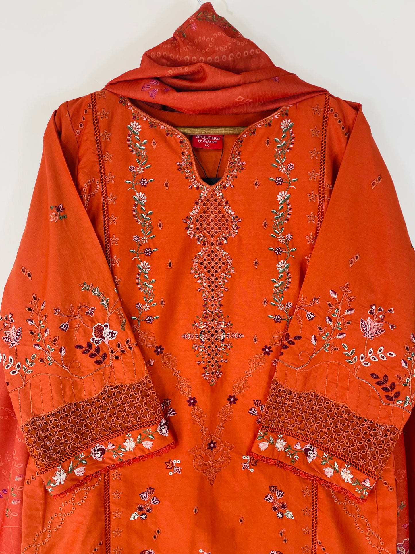 Neon Saffron 3PC - Embroidered Winter Cotton