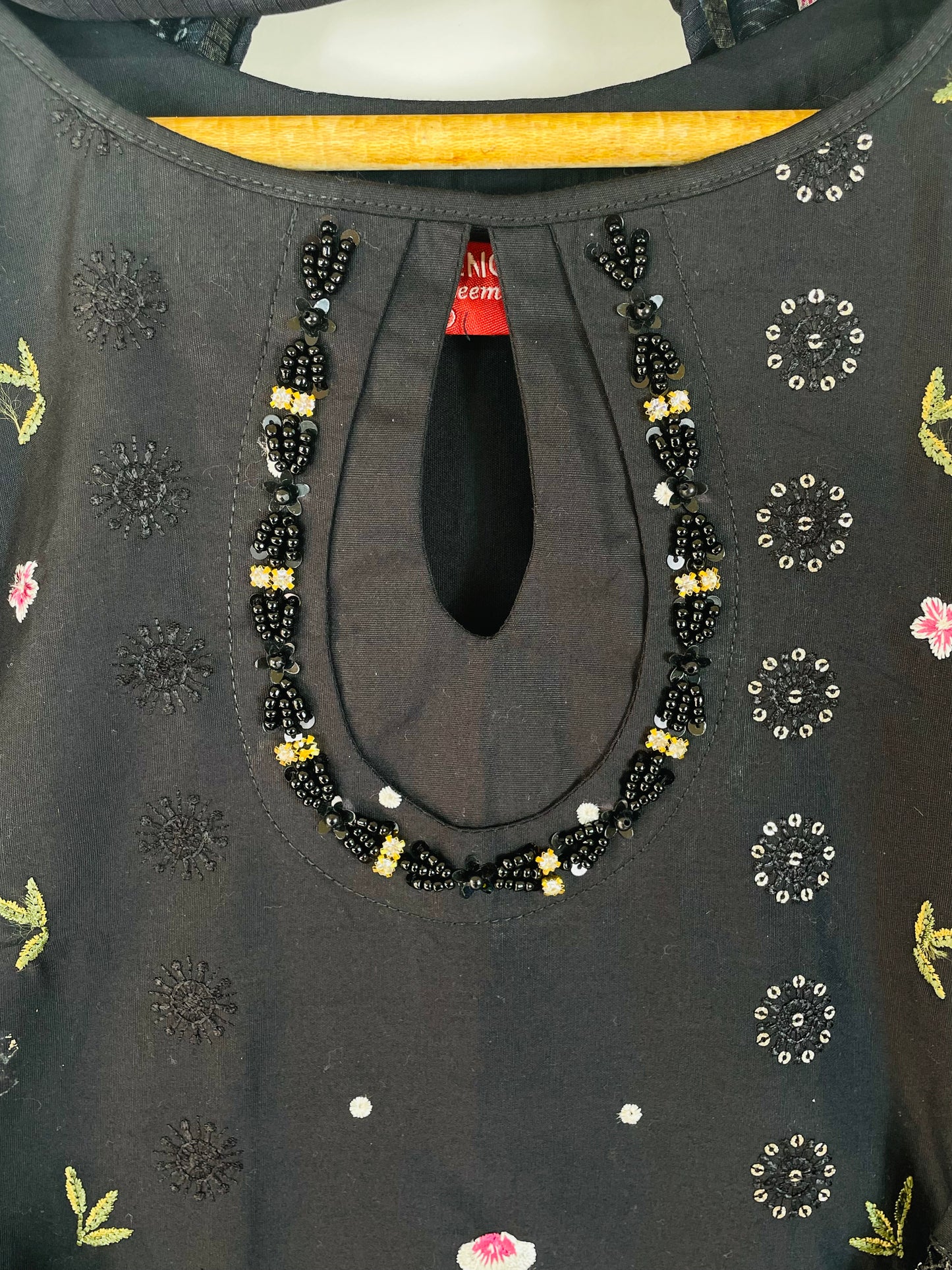 Obsidian Black 3PC - Embroidered Winter Cotton