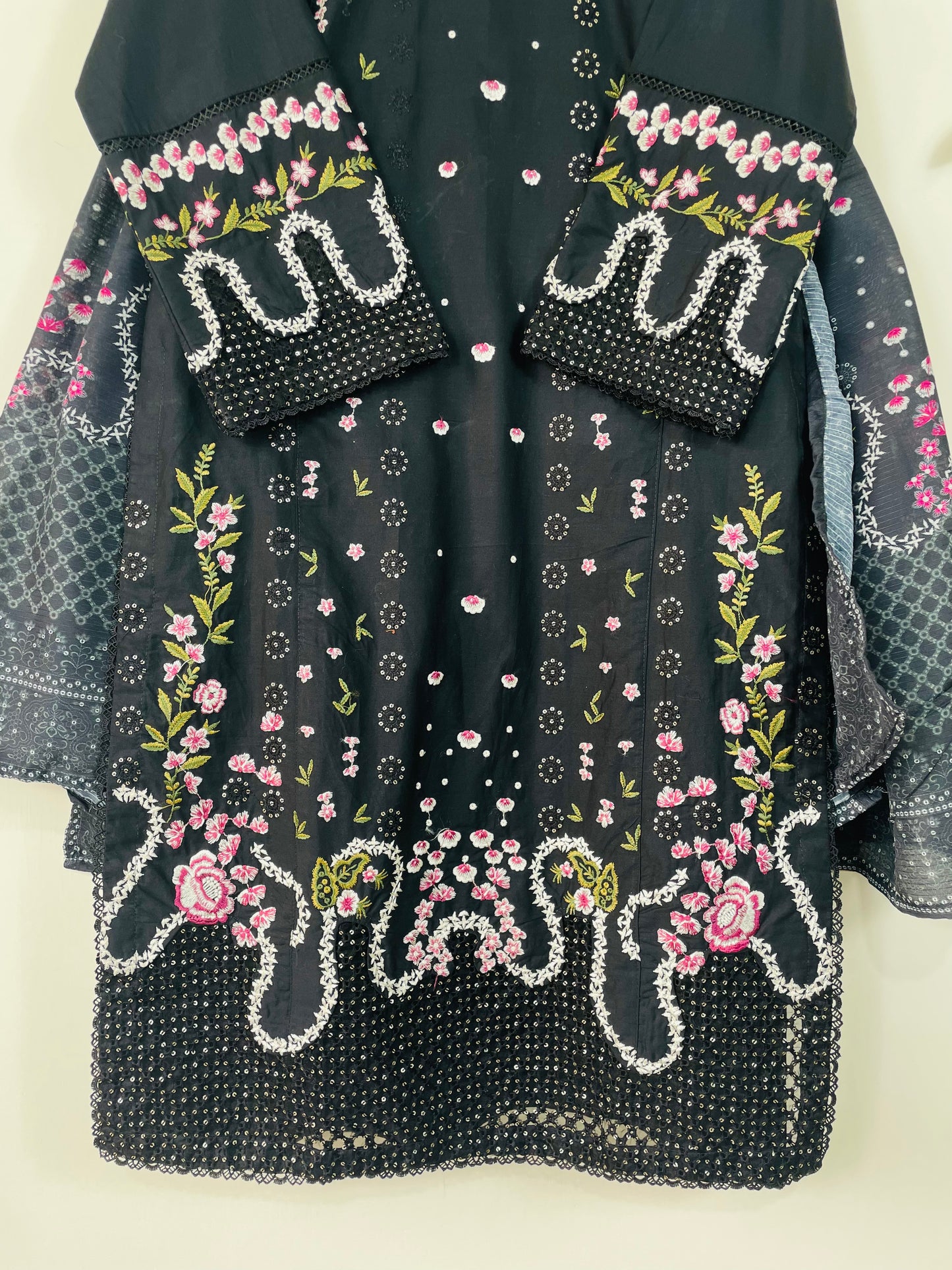 Obsidian Black 3PC - Embroidered Winter Cotton
