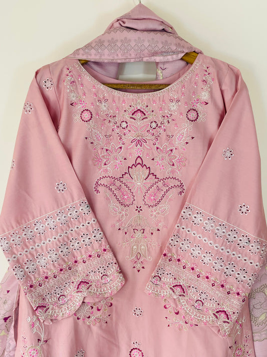 Blush Dust 3PC - Embroidered Winter Cotton