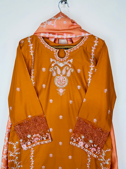 Flame Noire 3PC - Embroidered Winter Cotton