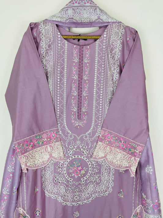 Violet Haze 3PC - Embroidered Winter Cotton