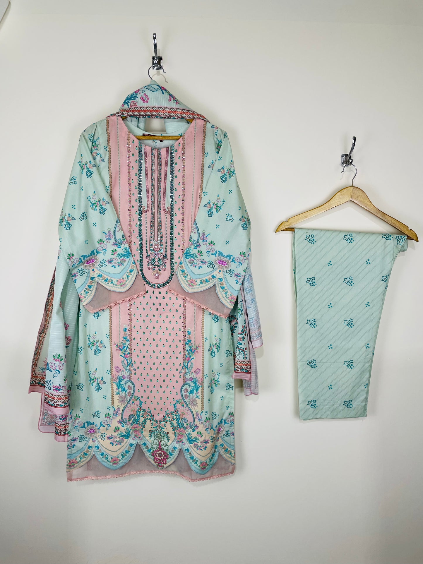 Mist Aqua 3PC - Embroidered Winter Cotton