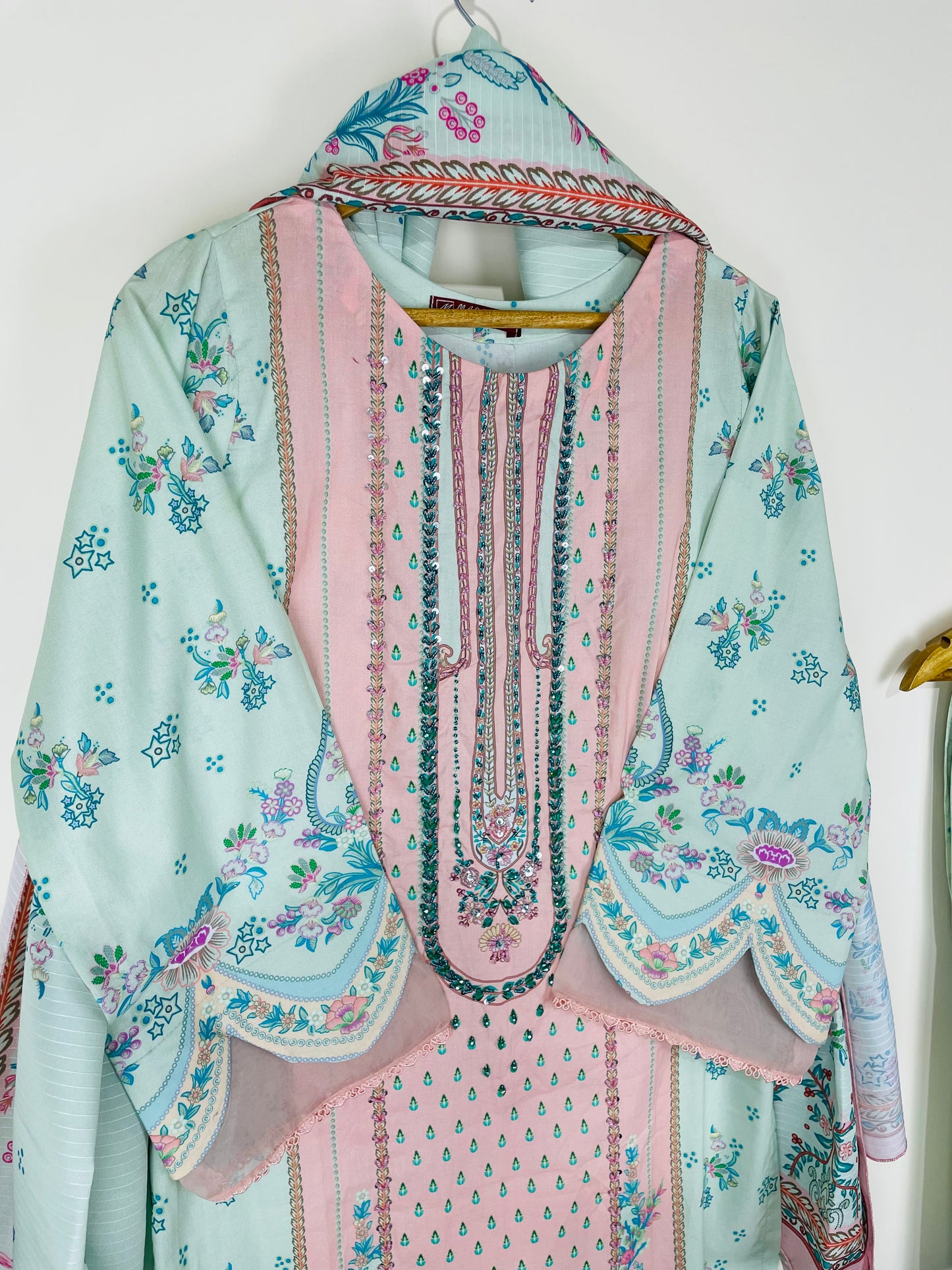 Mist Aqua 3PC - Embroidered Winter Cotton