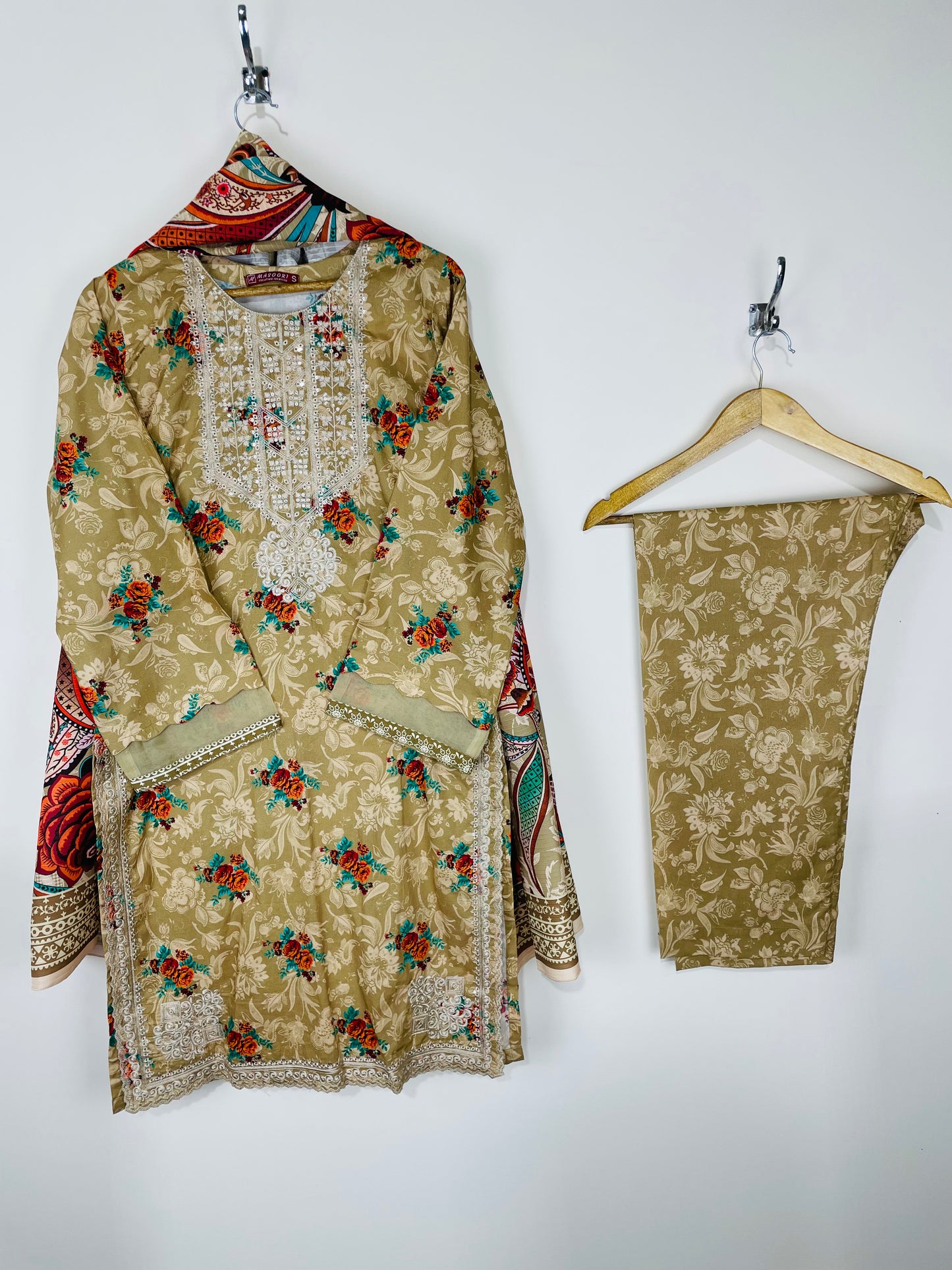 Dusty Amber 3PC - Embroidered Winter Cotton