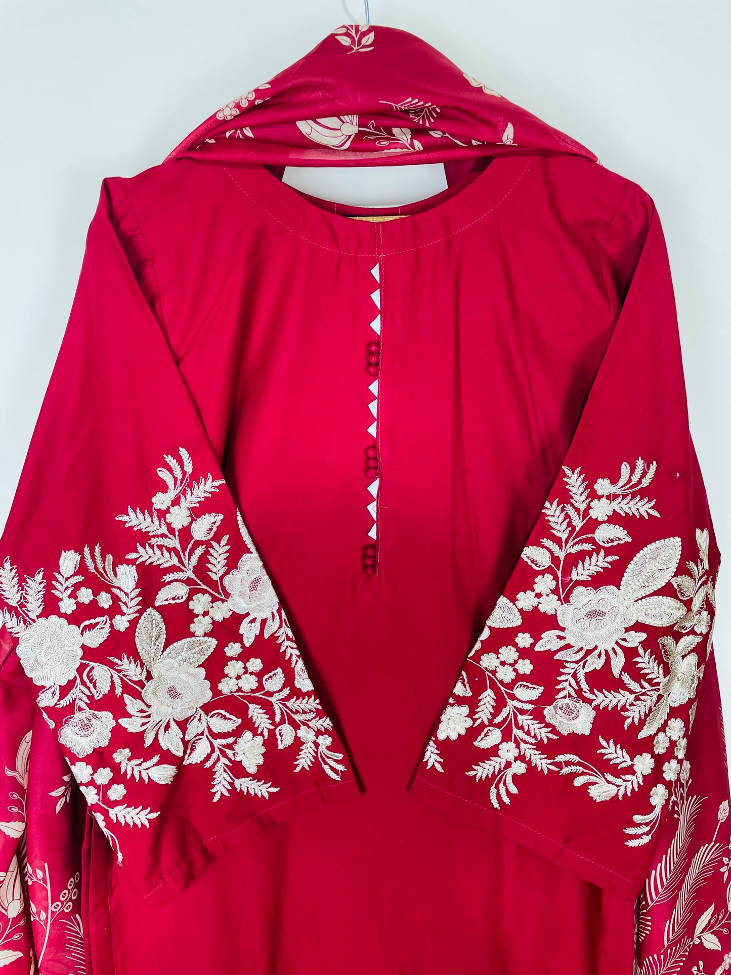 Blood Rose 3PC - Embroidered Winter Cotton