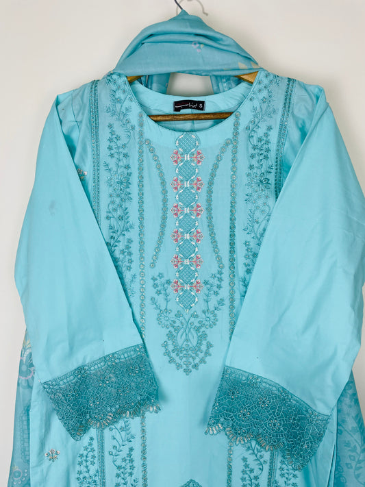 Sky Glaze 3PC - Embroidered Winter Cotton
